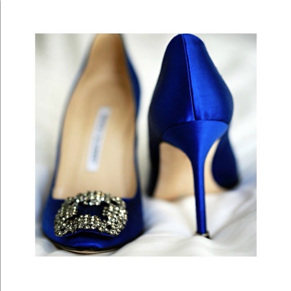 Manolo Blahnik Shoes - Hangisi Satin Crystal-Toe Pump